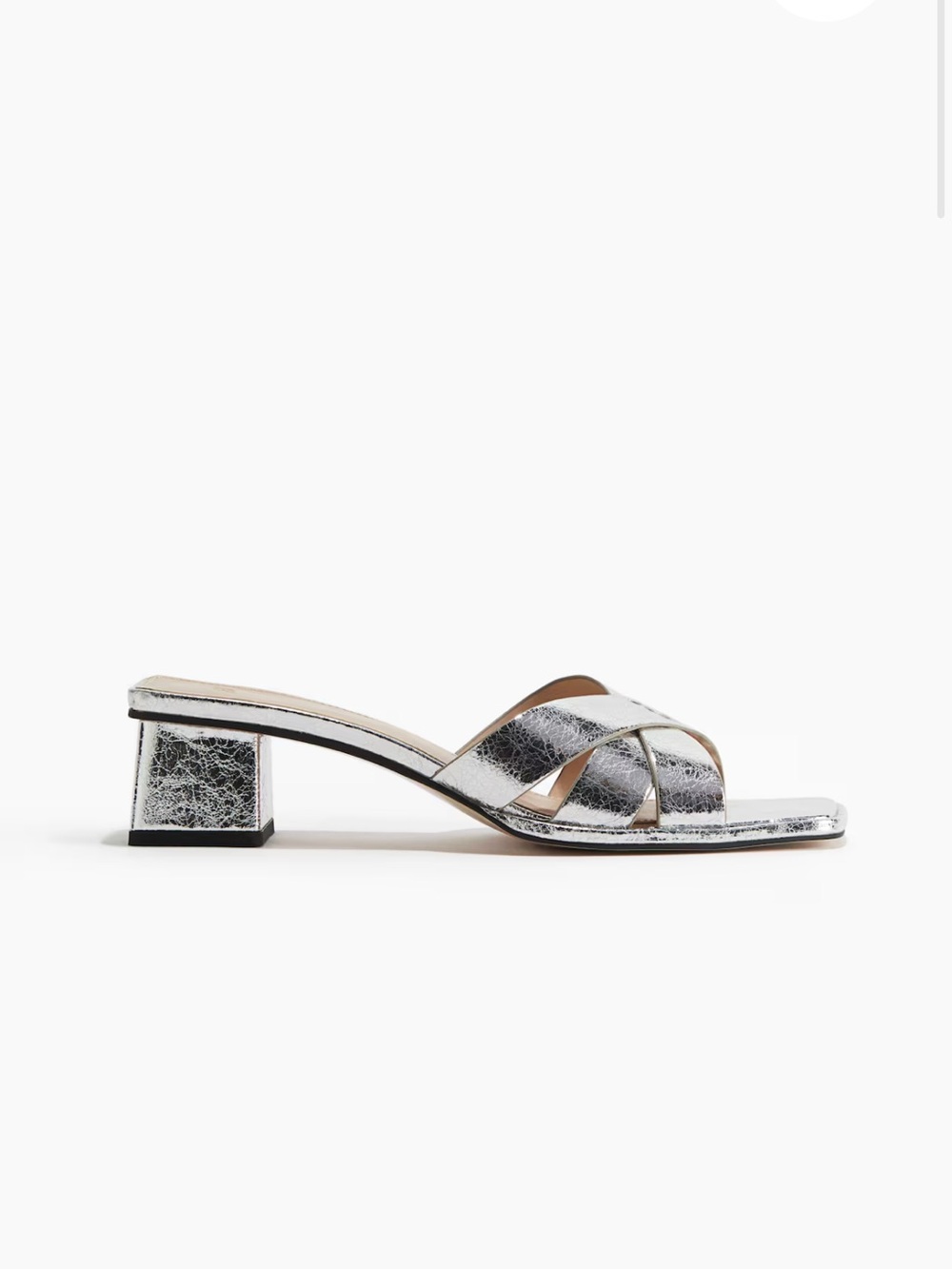 H&M Silver Low Block Heel Sandals – Size 7